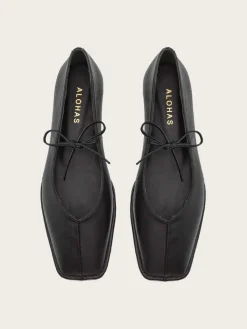 Sway Black Leather Ballet Flats
