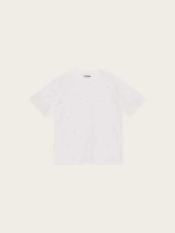 T4091 Heavy Cotton Drop Shoulder Rhinestone T-shirt - Bright White