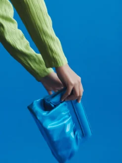 Velda Midi Patent Clutch - Malibu Blue