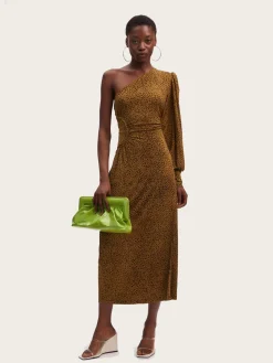 Velda Midi Patent Clutch - Dark Citron