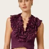 Viscose Frill Top - Burgundy