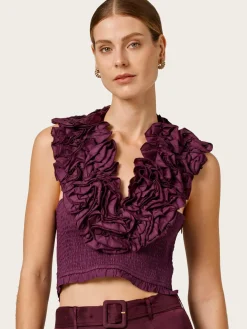 Viscose Frill Top - Burgundy