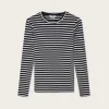 2X2 Cotton Stripe Tuba Tee LS - Black/White Alyssum