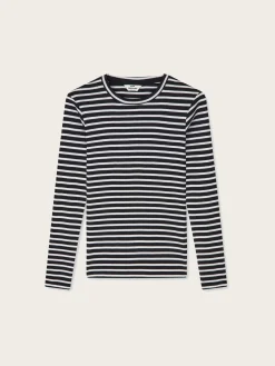 2X2 Cotton Stripe Tuba Tee LS - Black/White Alyssum