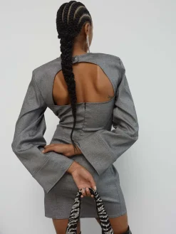 Yaira Short Dress - Grey Twill Glitter