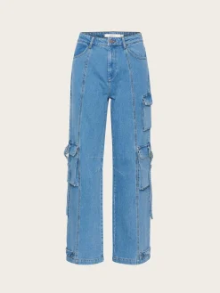 Zoy Cargo Pants - Mid Blue Washed