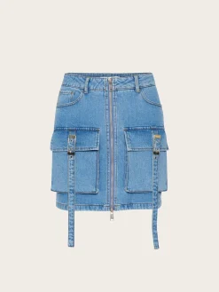 Zoy Cargo Skirt - Mid Blue Washed