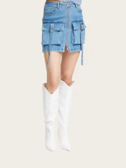 Zoy Cargo Skirt - Mid Blue Washed